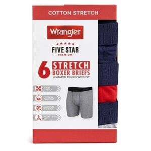 Wrangler Men’s Boxer Briefs Contoured Fit Pouch 6pk Red Size Medium New in Box
